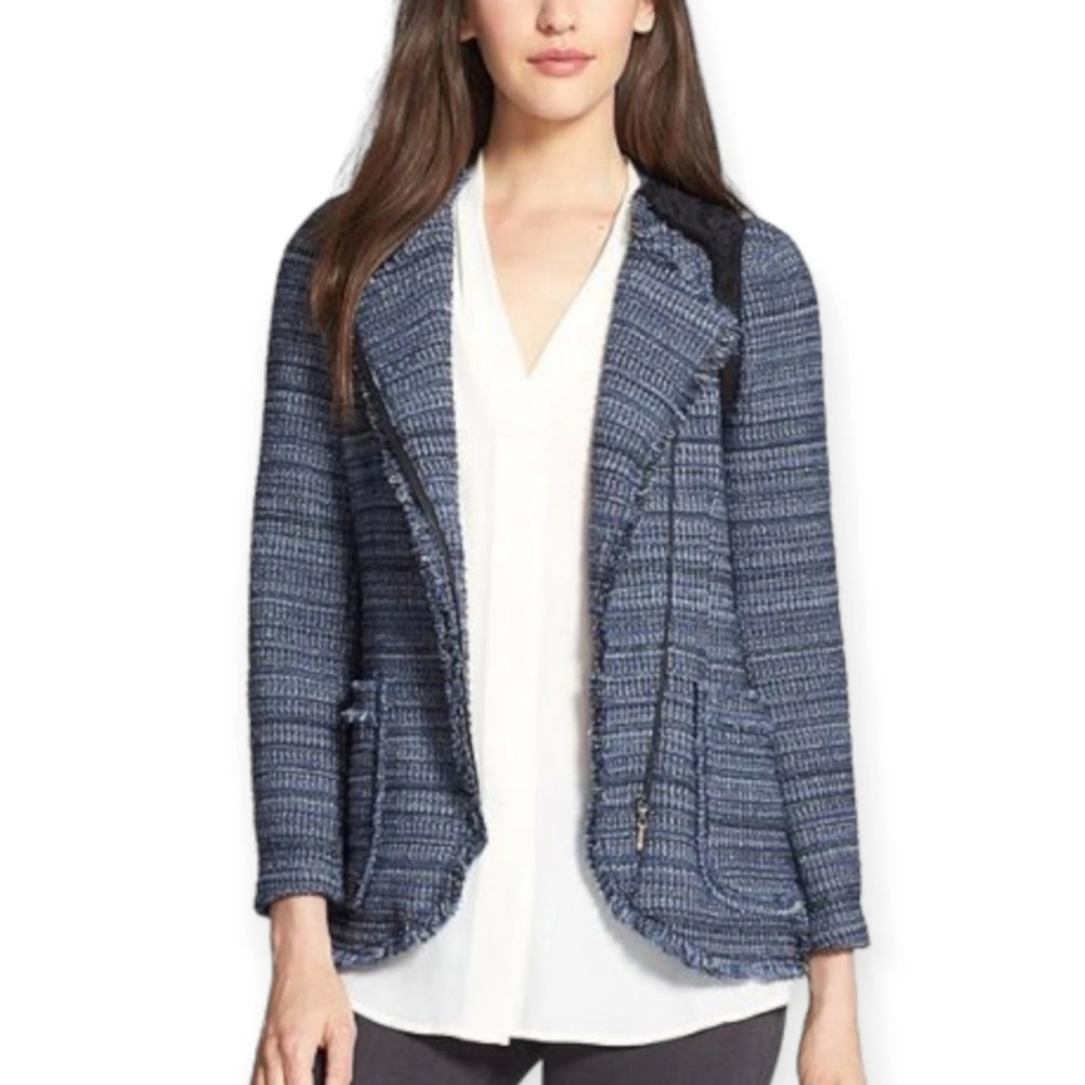 Rebecca Taylor - Tweed Lace Zip Blazer in Indigo Size 4